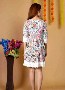 Floral Print Short Dress Kurti