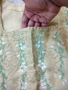 Light Yellow Embroidery Kurta Set