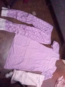 Lavender Purple Kurta Set White Duptta Pant Girls