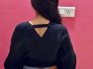 Chic Black Wrap Sweater