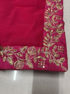 Elegant Pink Embroidered Saree