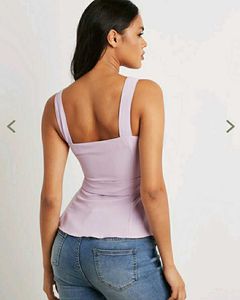 STYLI Solid Square Neck Belted Top