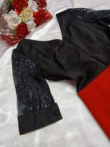 Chic Red &amp; Black Dress🌹
