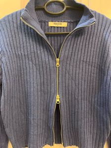 8Seconds Blue Double Way Zip-Up Ribbed Knit Cardig