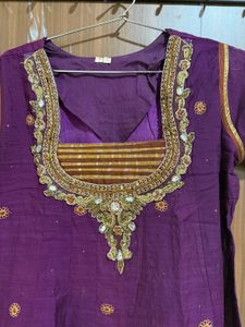 Purple Anarkali Suit (top, Bottom And Chinni)