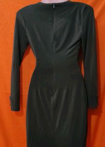 Elegant Wrap Dress With Buckle And Chain On Back