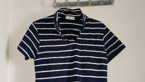 White Striped Polo Crop Top