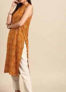 Orange Printed Kurti