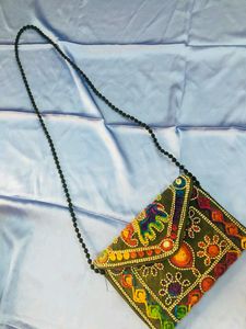 Black Colourfull Print Boho Style Sling