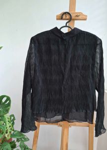 Sheer Black Blouse with Peter Pan Collar