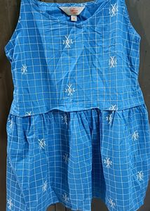 Cute Blue Plaid Sleeveless Dress
