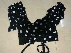 Polka Dots Backless Crop Top