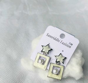 Star & Pearl Drop Earrings