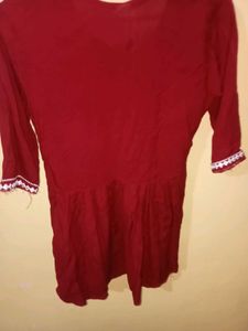 Red Embroidered Top