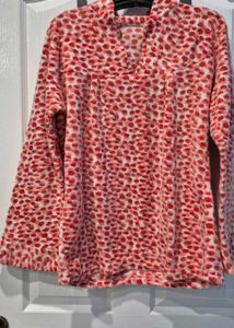 Red And White Furry Co-ord Set