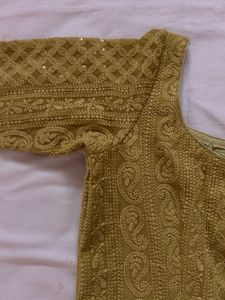 Chikan Kari Sequence Scoop Neck Kurta