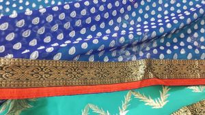 Elegant Teal &amp; Navy Saree