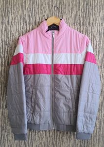 Aagain Co Pink &amp; Grey Puffer Jacket For Women | Bust 36 | Length 24