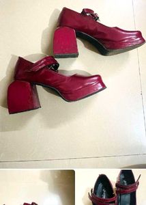 Burgundy Platform Mary Janes