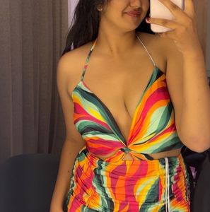 Colorful Cutout Mini Dress