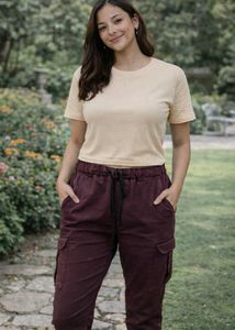 Maroon Casual Cargo Pants