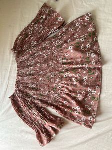 Smocked/shirred Off Shoulder Floral Top