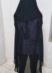 New Hijab Black Crystal Stoned