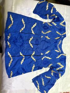 Blue &amp; Gold Patterned Tunic Top