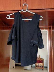 Blue Top Having Off Shoulder
