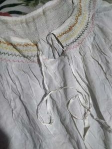 White Embroidered Crop Top