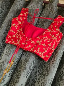 Sleeves Less Red Padded Blouse