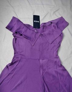 Off-Shoulder Mini Skater Dress with Back Zip