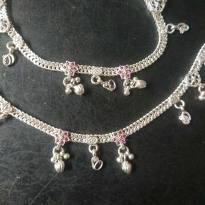 Slightly Used Pure Silver CZ Anklets For Women