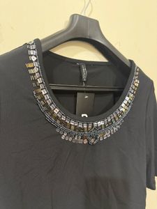 Black Embellished Crop Top