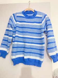 Imported Striped Knitted Blue & White Pullover
