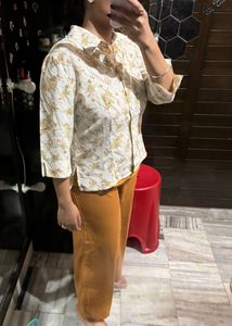 Floral Shirt And Brown Trousers