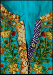 Embroidered Blue Straight Kurta