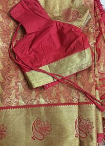 Wedding pattu saree with stiched blouse