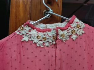 Beautiful Pink &amp; White Dress For Girls