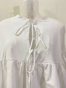 Zara White Tie-Front Blouse
