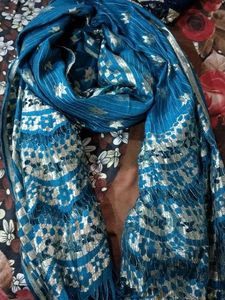 Teal Blue Embellished Dupatta
