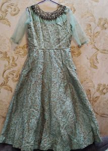 Elegant Aqua Anarkali Dress