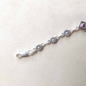 Pure Silver Antique Oxidised Pink&amp;Green CZ Bracele