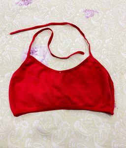 Halter Neck Tie Up Crop Top Bra