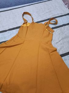Mustard Yello One Piece With Blue Crop Top