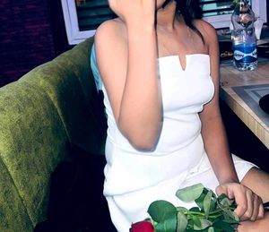 White strapless mini dress
