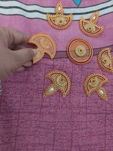 Acrylic Rangoli Golden With Pearl Work