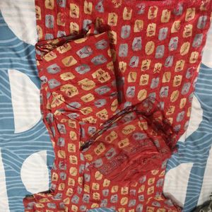 Red Printed Patiala Suit