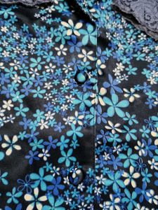 Women Blue Floral Printed Lace Shirt