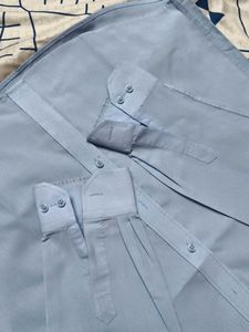 Omar Sharif Men Solid Blue Formal Shirt